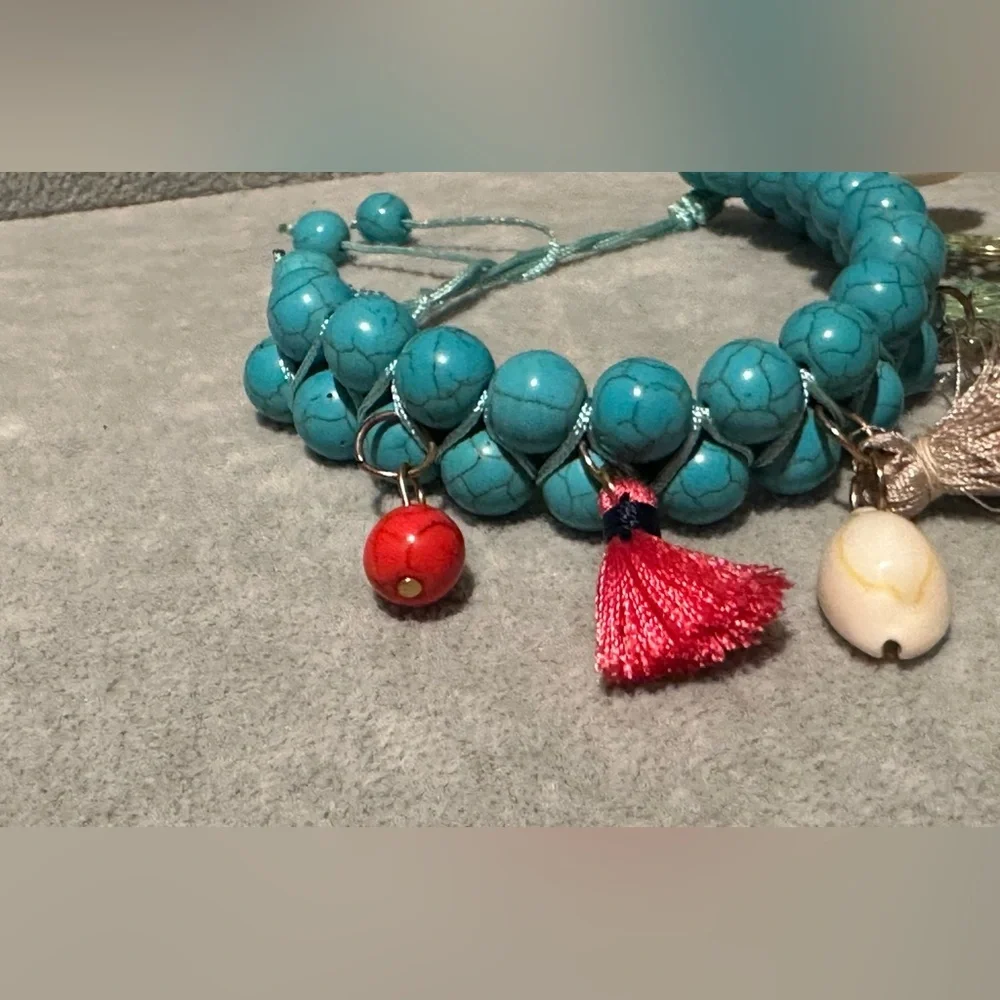 Good luck beach bracelet. Blue and Red Bohemian Bracelet